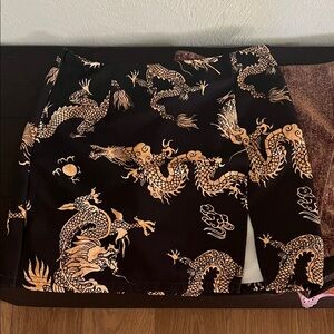 Black Skirt/ Gold Dragon Print with 2 different skirts & 1 Strapped Top. Bundle